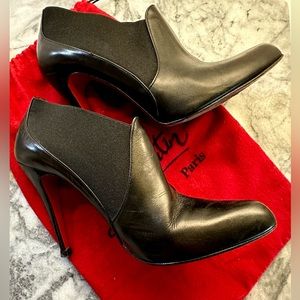 Christian Louboutain Black Leather Booties, size 39